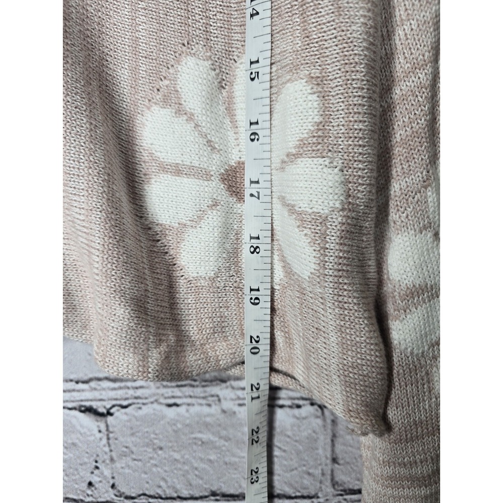Altar'd State Pink Daisy Floral Cropped Sweater Size Large 100% Cotton Boho Knit - Picture 8 of 10